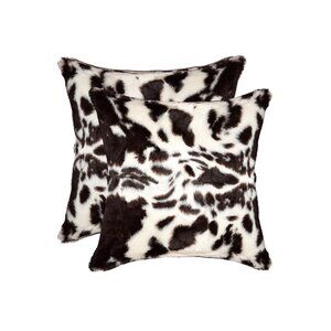Luxe Home Decor Belton Faux Fur Pillow | 2-Piece | Brownsville chocolate/white